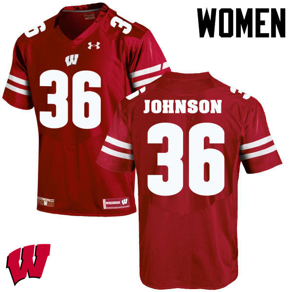 Wisconsin Badgers Women's #36 Hunter Johnson NCAA Under Armour Authentic Red College Stitched Football Jersey TX40N84CD
